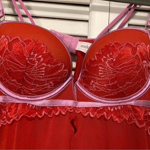 Auden Red And Purple Lace Layered Chemises Size Small - Picture 2 of 13